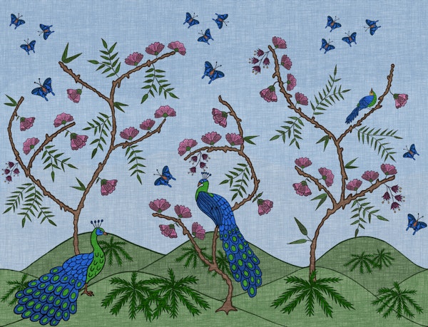 Folk Peacock Chinoiserie