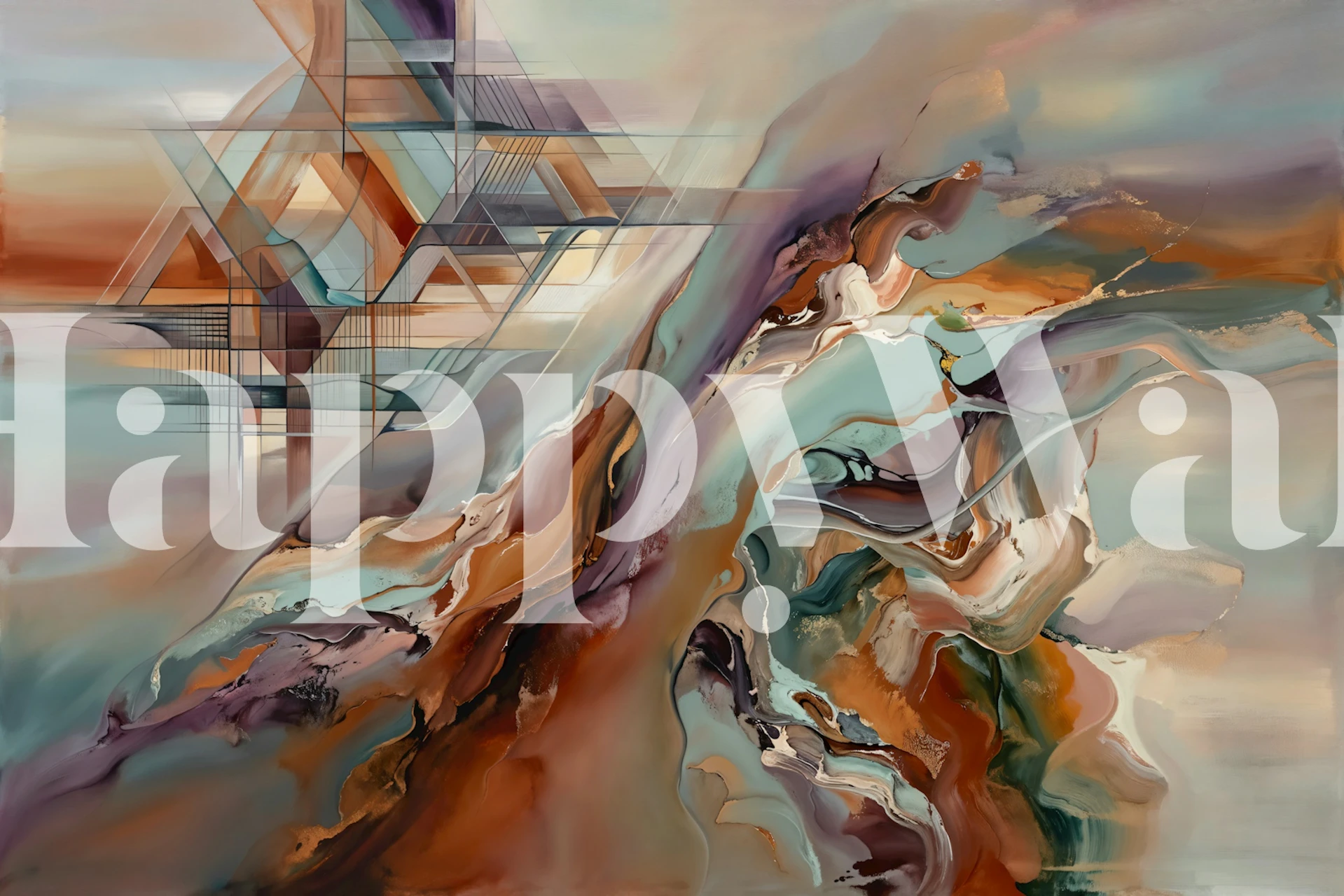 Earthy Wave Flow wallpaper displayed in a room