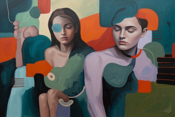 Surreal Lovers in Teal and Orange