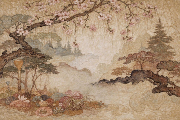 Cherry Blossom Mist Landscape