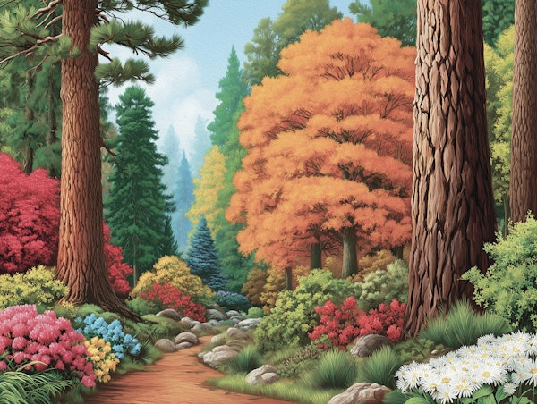 Colorful Pine Forest Escape