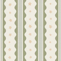 Cottage Sage Stripe Flowers wallpaper