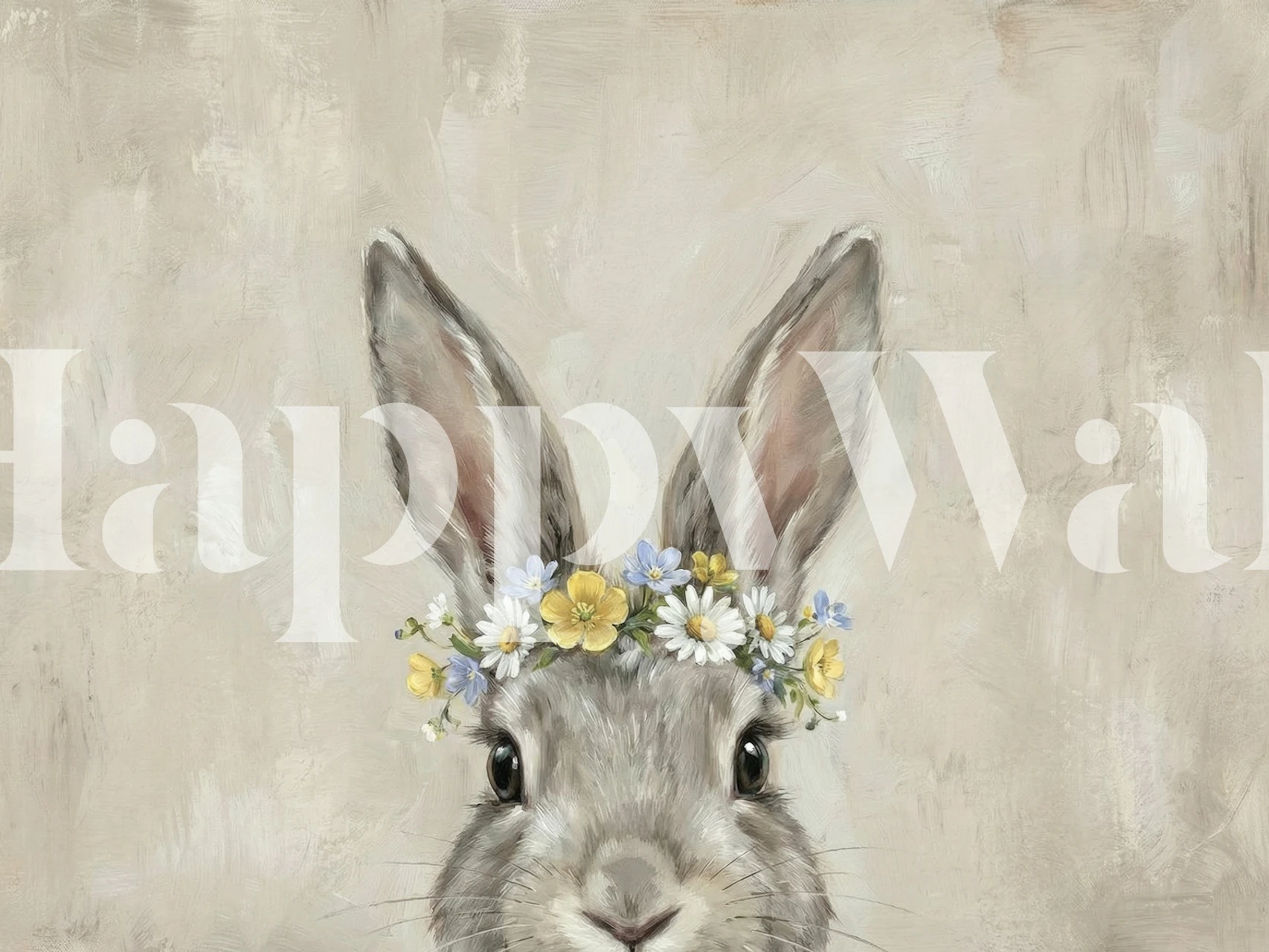 Bunny with Wildflower Crown tapet i et rum