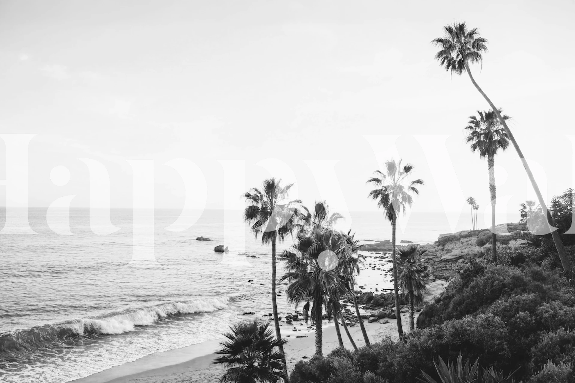 Laguna Beach čierno-biely dizajn tapety