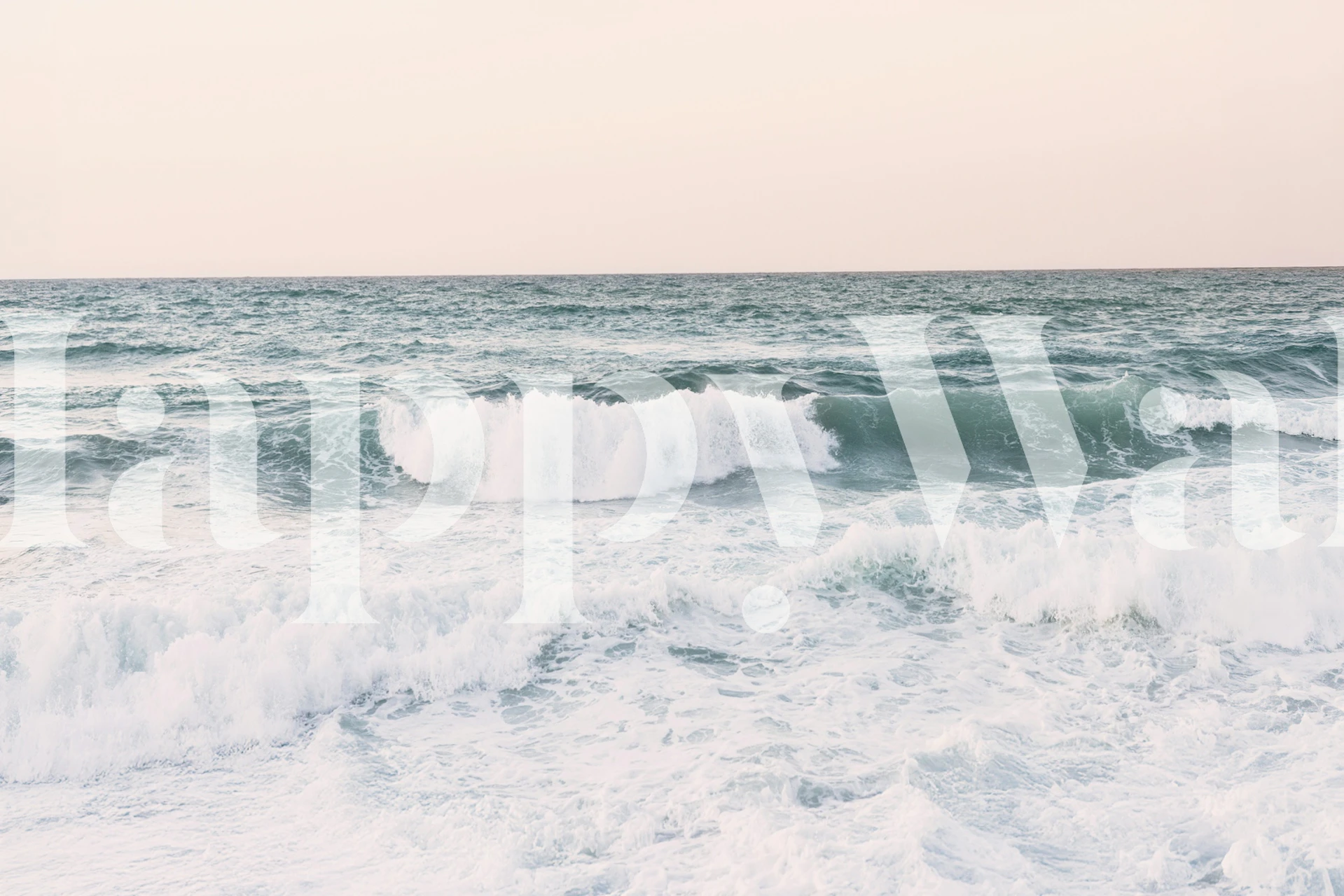 Pastel ocean waves wallpaper in a room