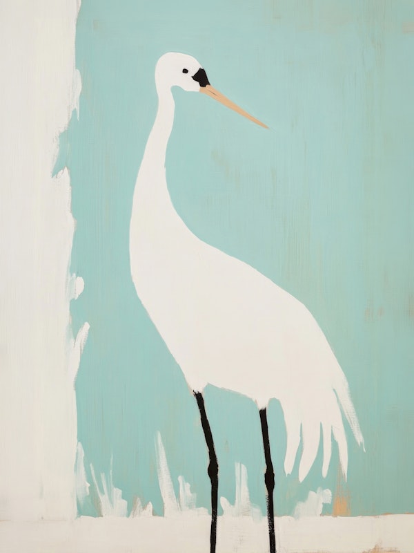 Minimalist White Egret