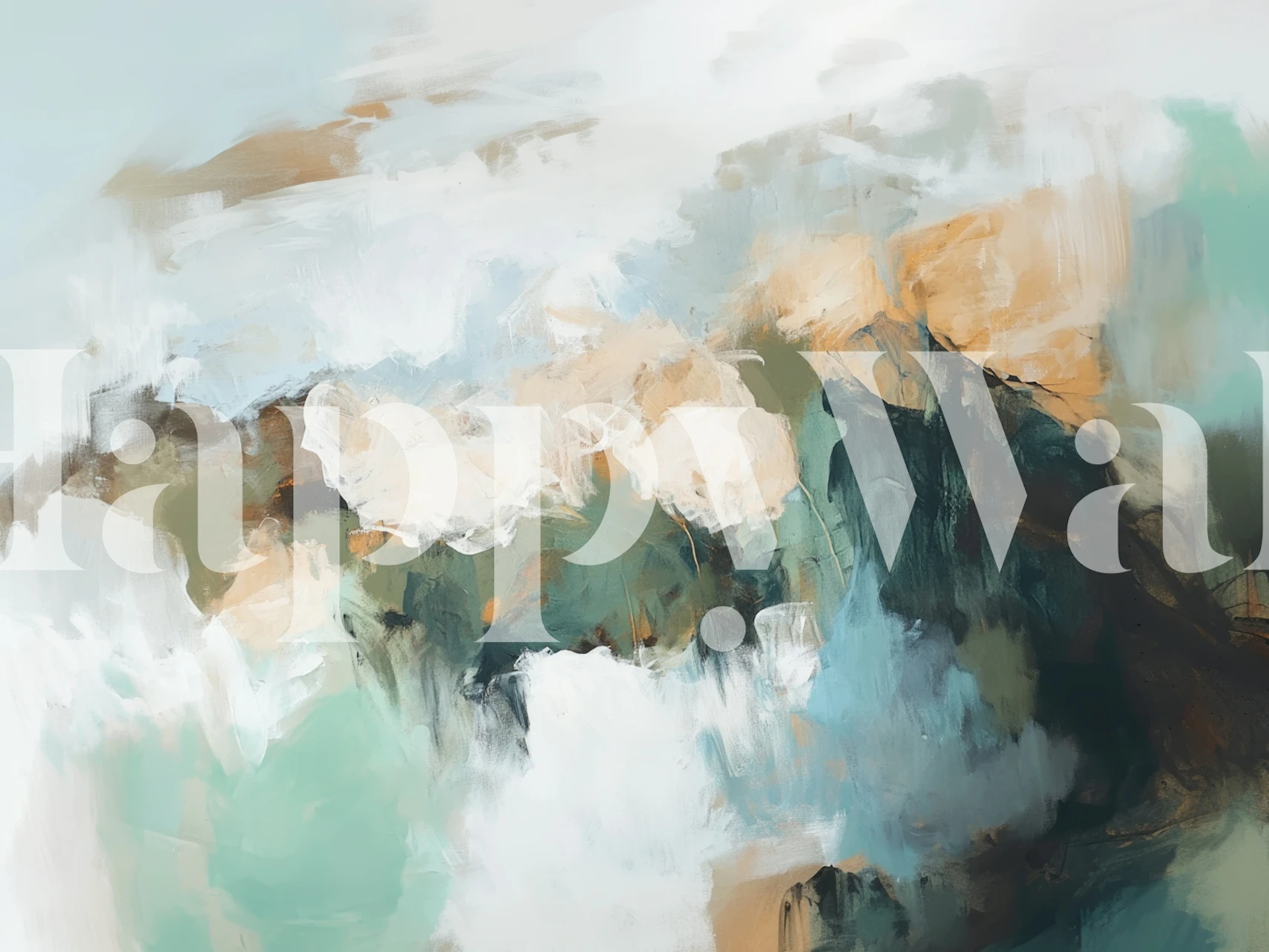 Sage teal and sand haze wallpaper in a room