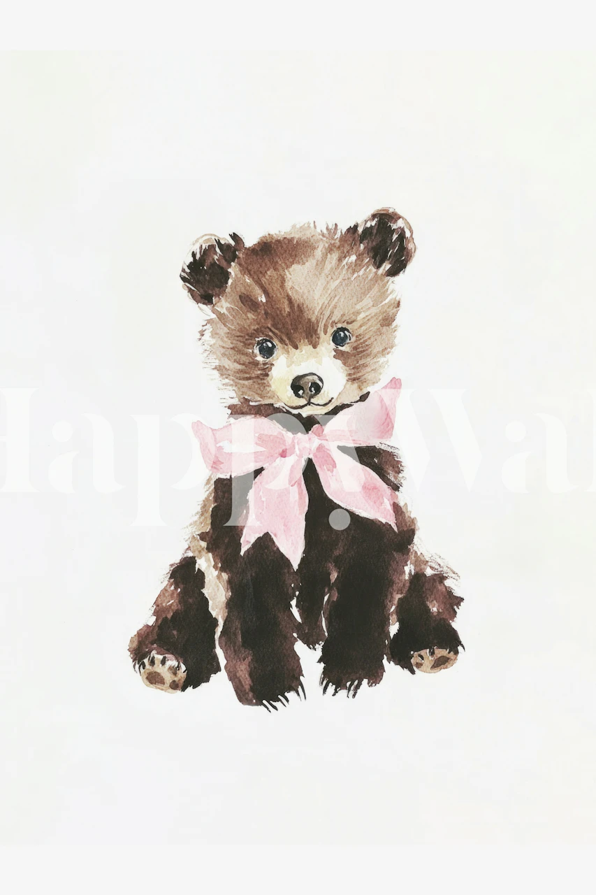 Teddy bear watercolor wallpaper in a nursery
