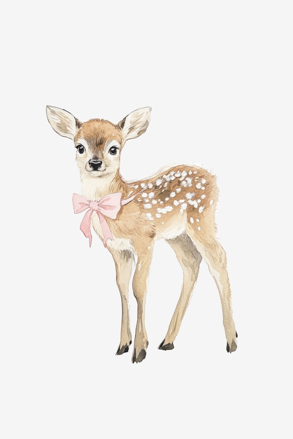 Nursery Deer with Pink Bow
