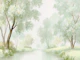 Tranquil Green Forest Escape Painterly