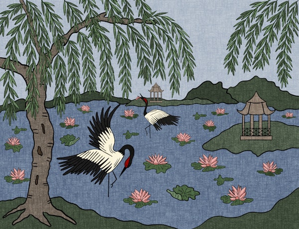 Cranes & Willow Trees