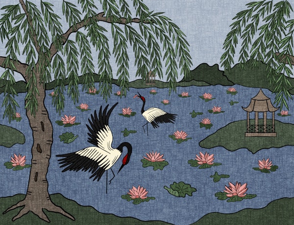 Cranes & Willow Trees