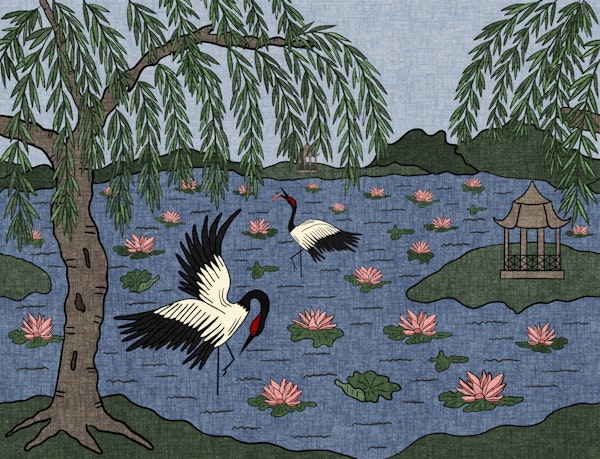 Cranes & Willow Trees