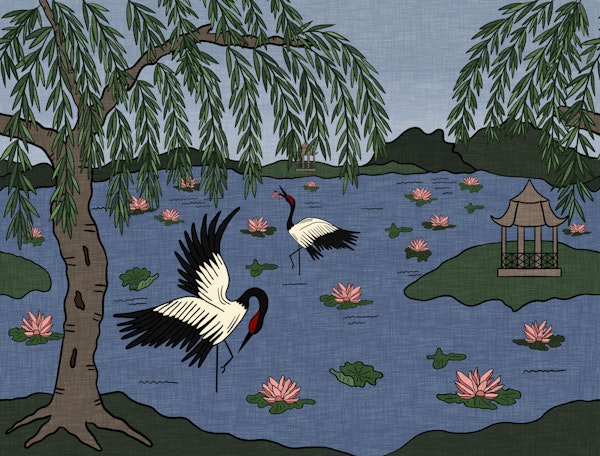 Cranes & Willow Trees