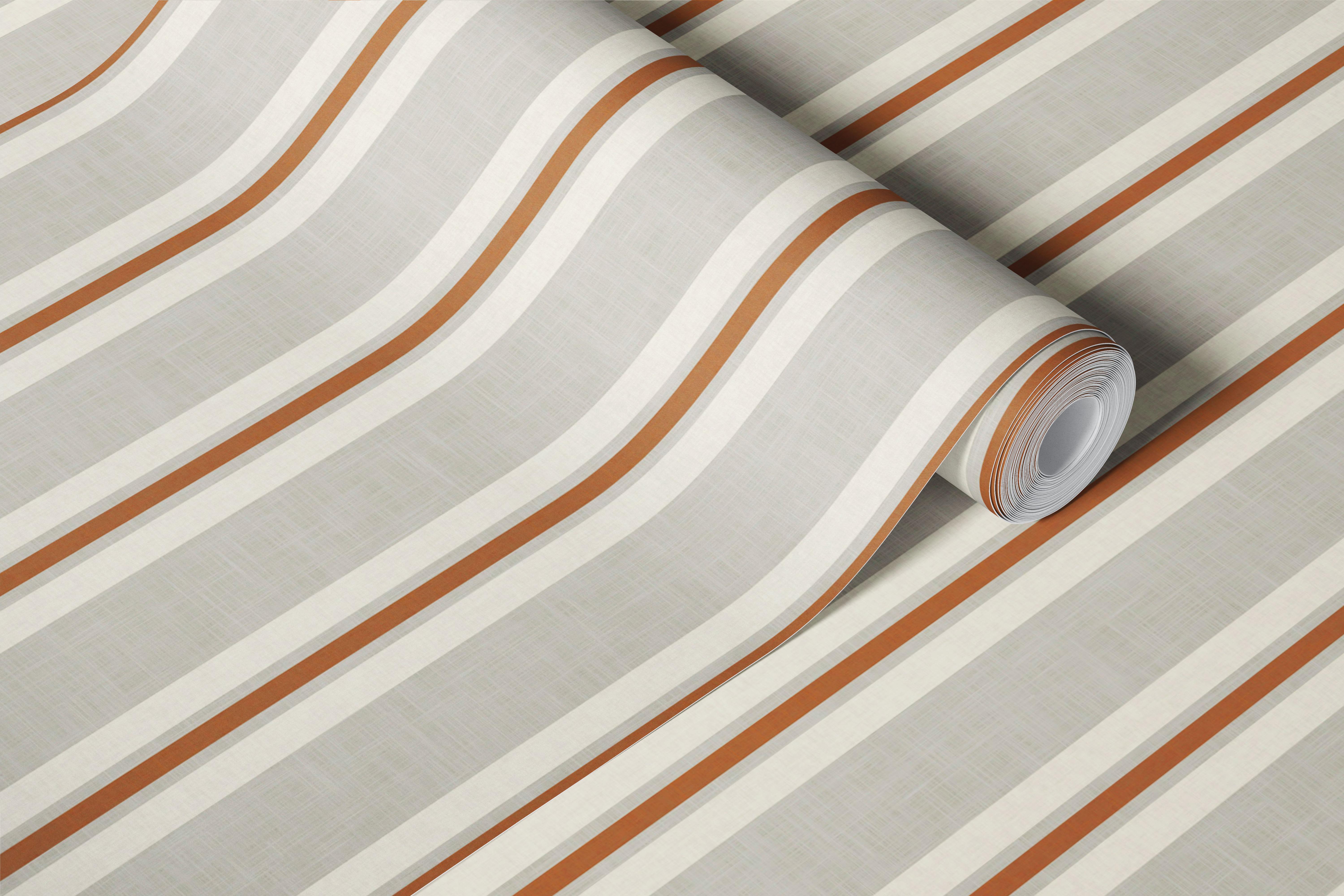 Cottage Ticking Stripe in soft grey and orange