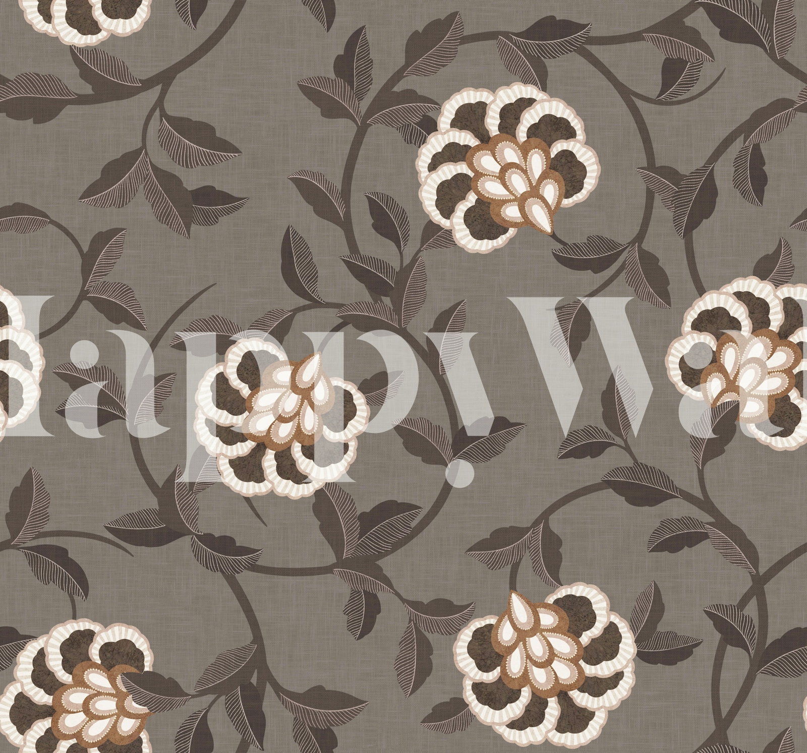 Vintage Botanical Scroll - Soft Brown | happywall.com