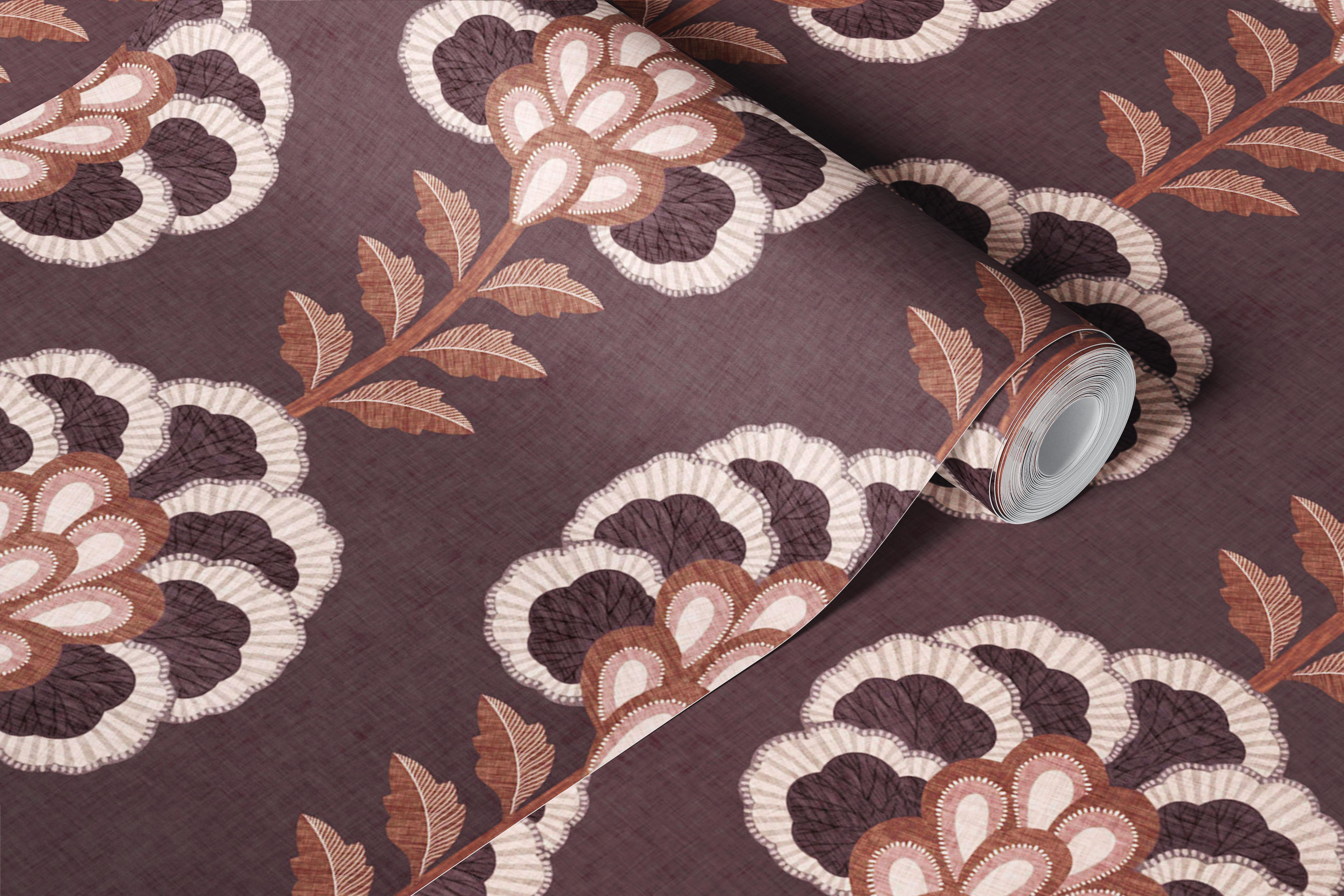 Botanical Bloom - Dusty Aubergine wallpaper in a room