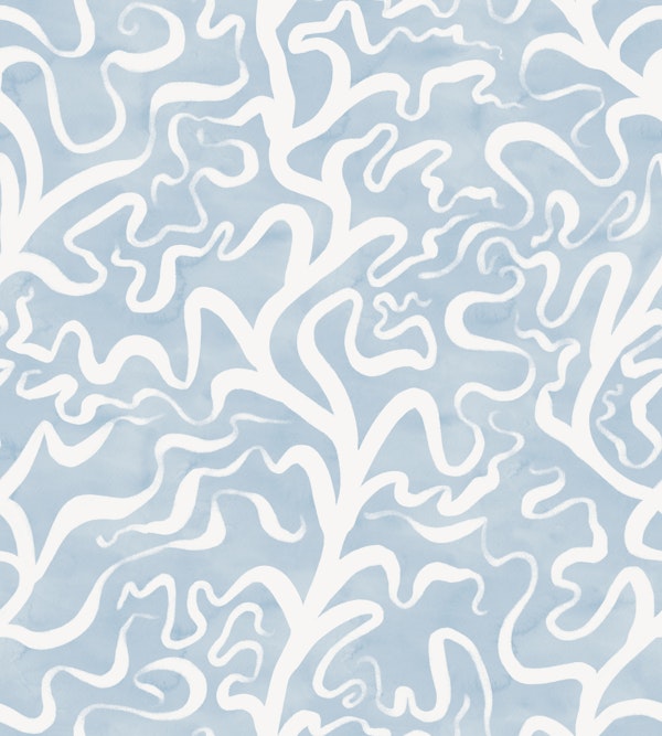 Ocean Botanical - Seaweed on Painterly Blue