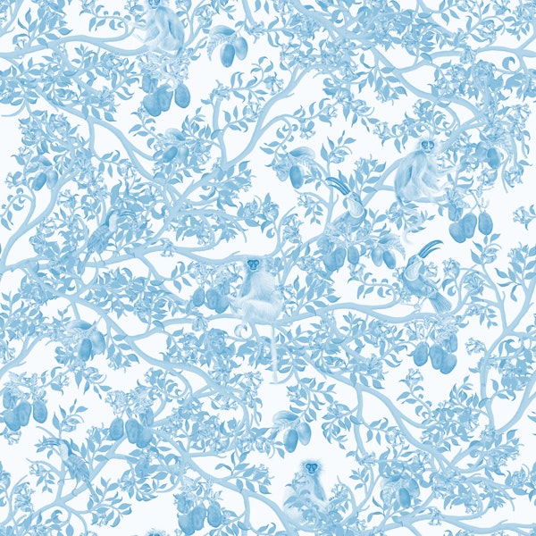 Ariel Toucans Blue Toile