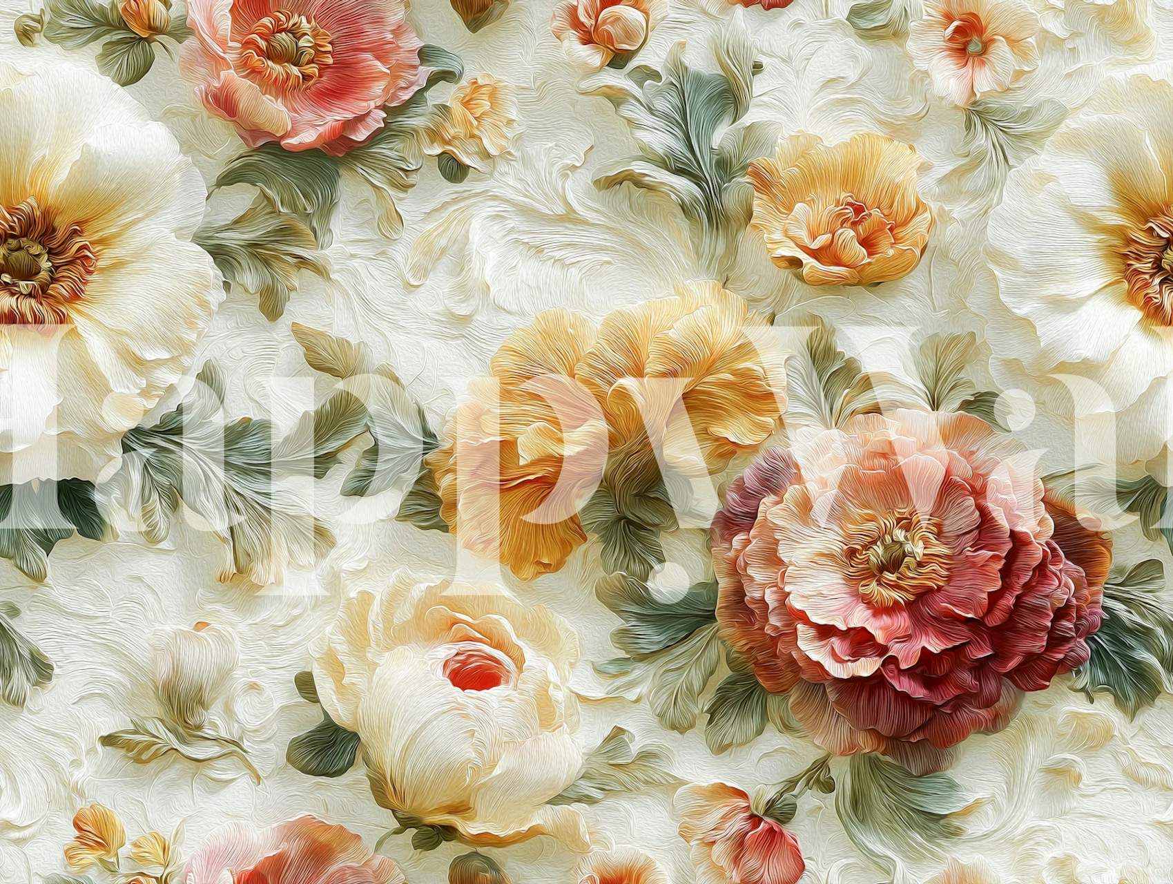 Cream Garden Flowers behangontwerp