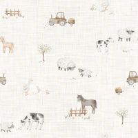 Farm Meadow Small in Linen wallpaper