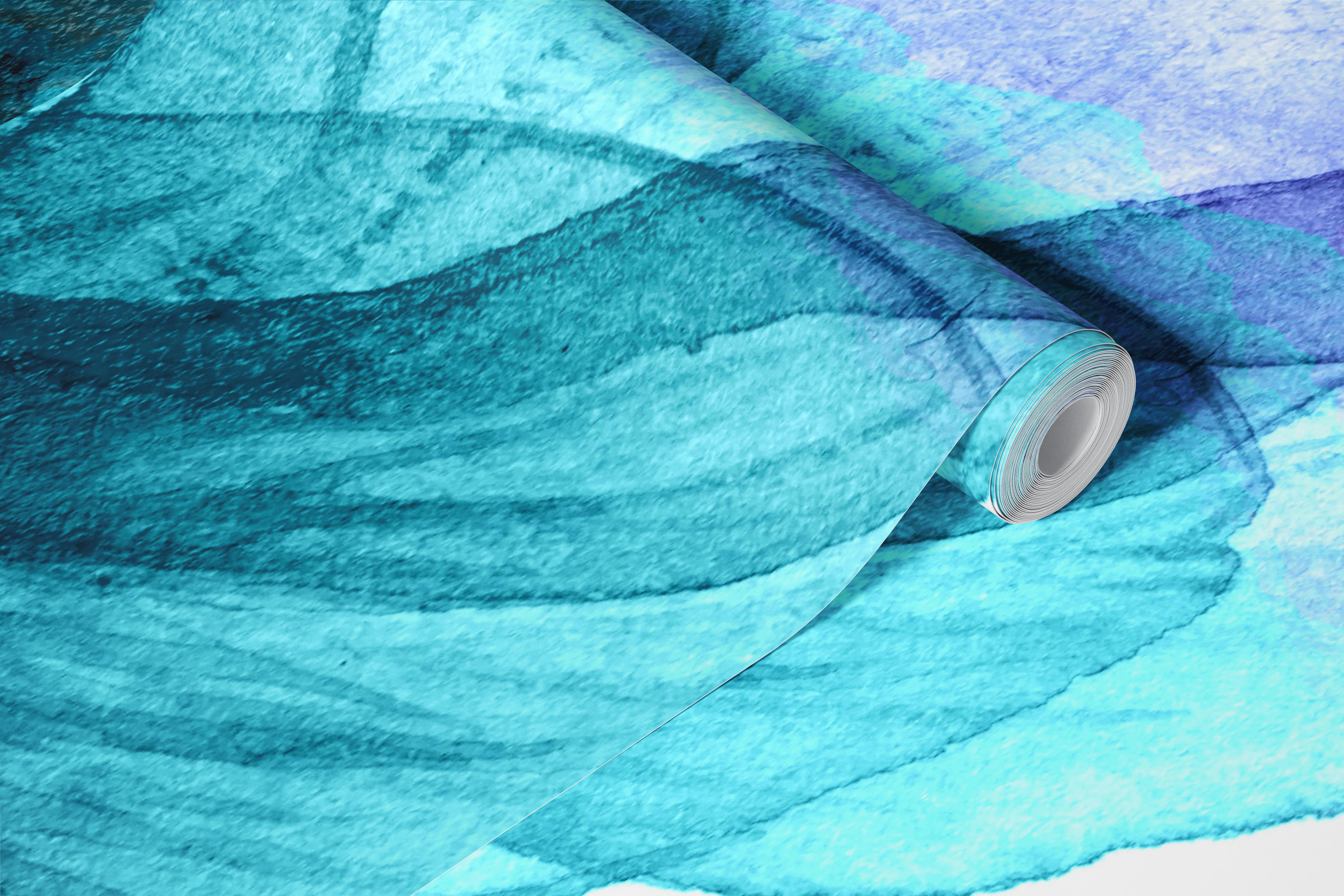 Soft Blue Botanical Blossom tapetdesign i ett rum