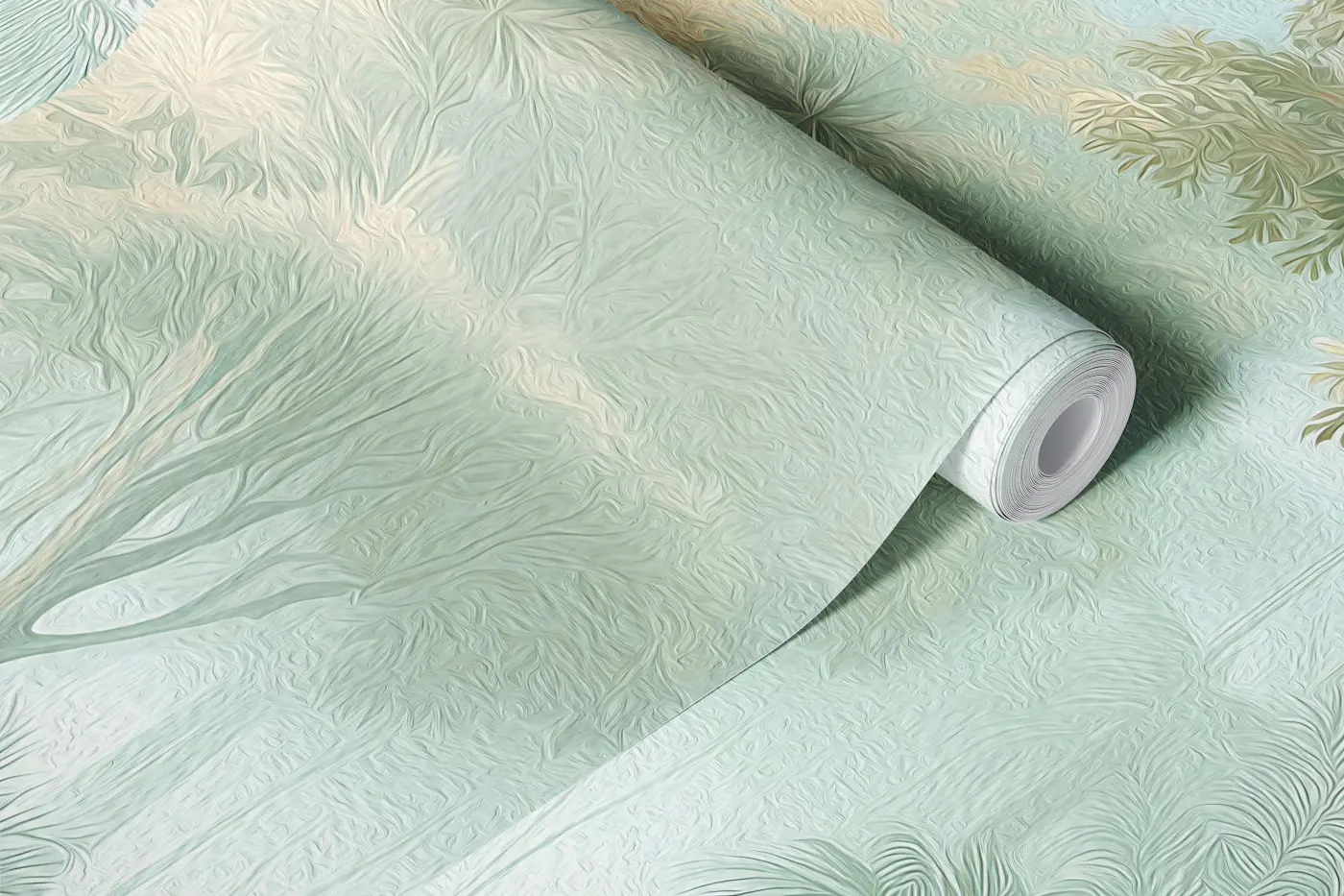 Misty Tropical Jungle Painterly wallpaper roll