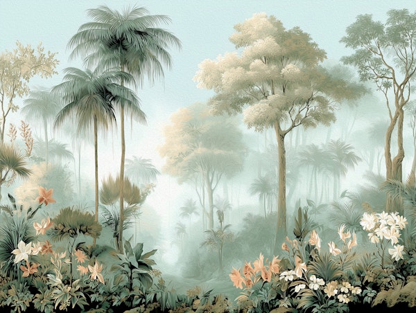 Misty Tropical Jungle Painterly