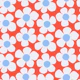 Big White Blossoms - Red and Blue