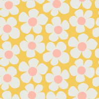 Big White Blossoms - Yellow and Pink wallpaper