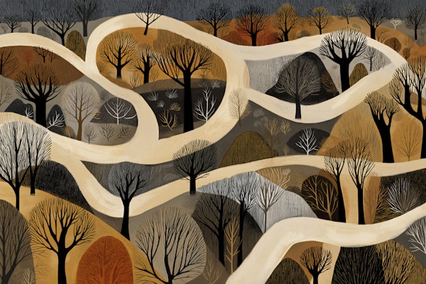 Scandinavian Autumn Forest Hills