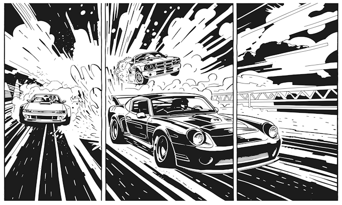 Racing Cars Comic Style Mural - Happywall