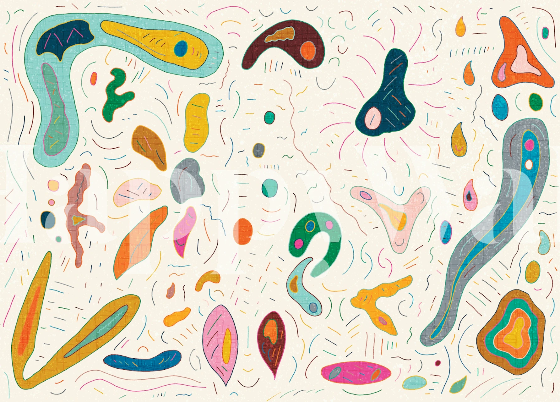 Legende abstrakte former tapet i et rum