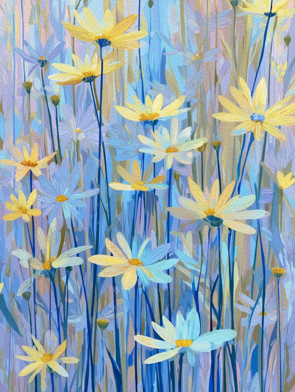 Pastel Abstract Daisy Meadow
