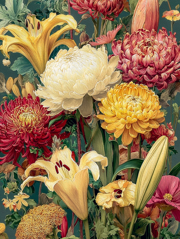 Painterly Garden Flowers