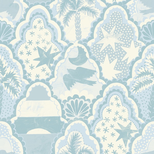Ocean Motif Scalloped Tiles