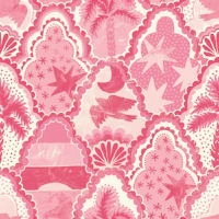 Pink Coastal Scalloped Tiles tapeet