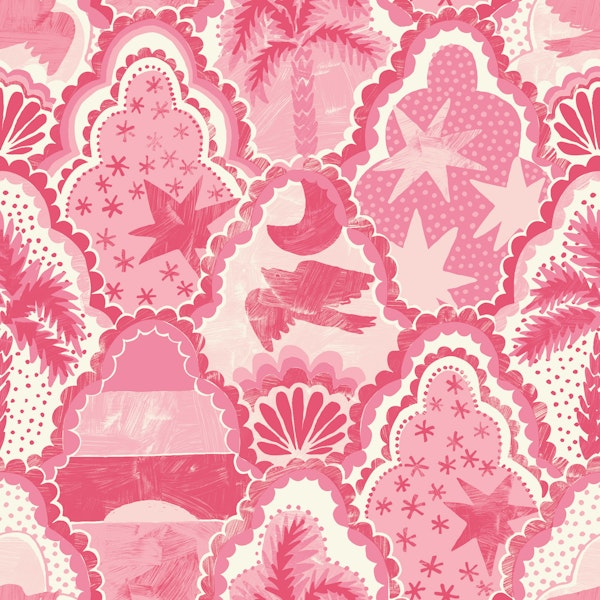 Pink Coastal Scalloped Tiles