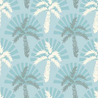 Retro Palm Sunbeam Seafoam Blue Gray behang