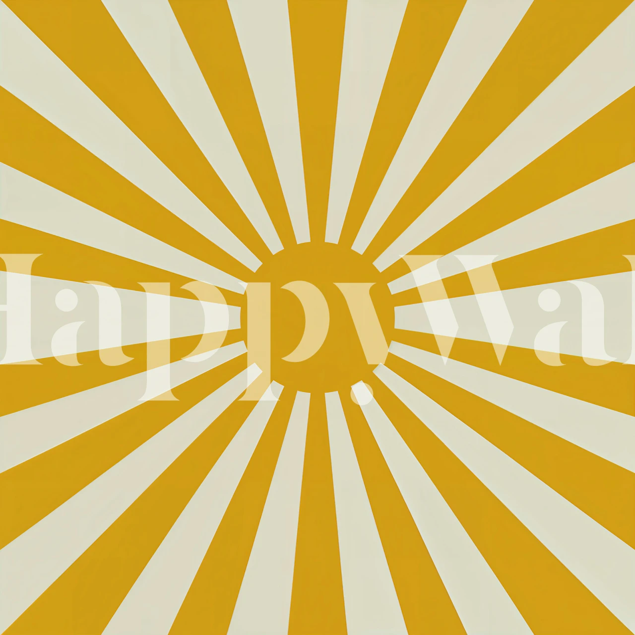 Retro Yellow Sunburst wallpaper in a room