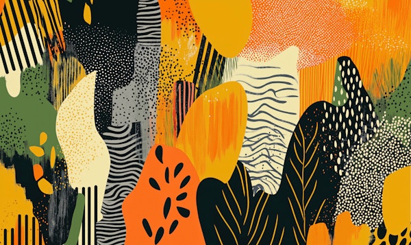 Modern Tropical Abstract Mural