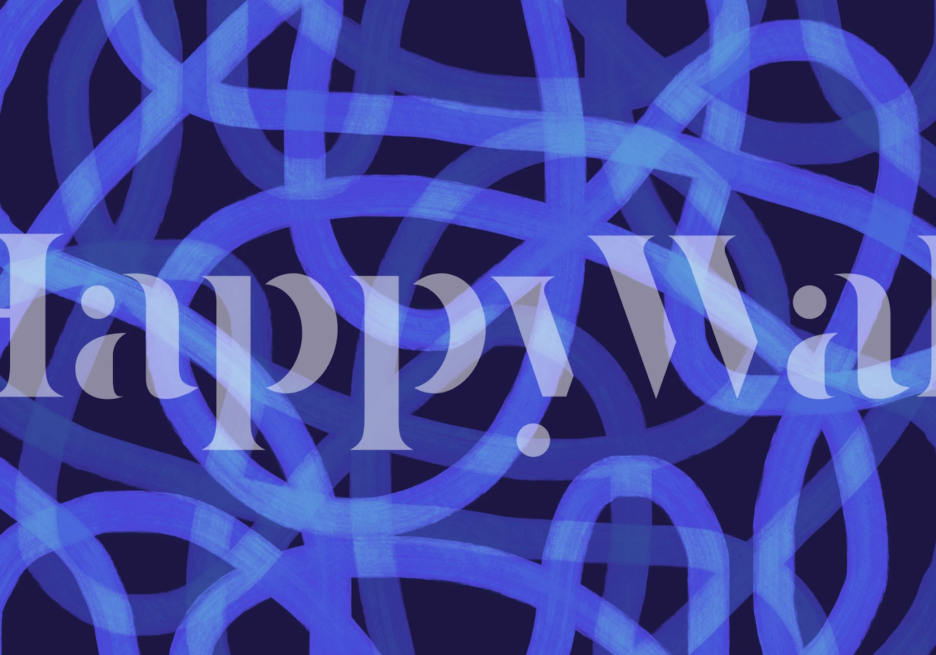 Neon Blue Loops tapet vist i et rum