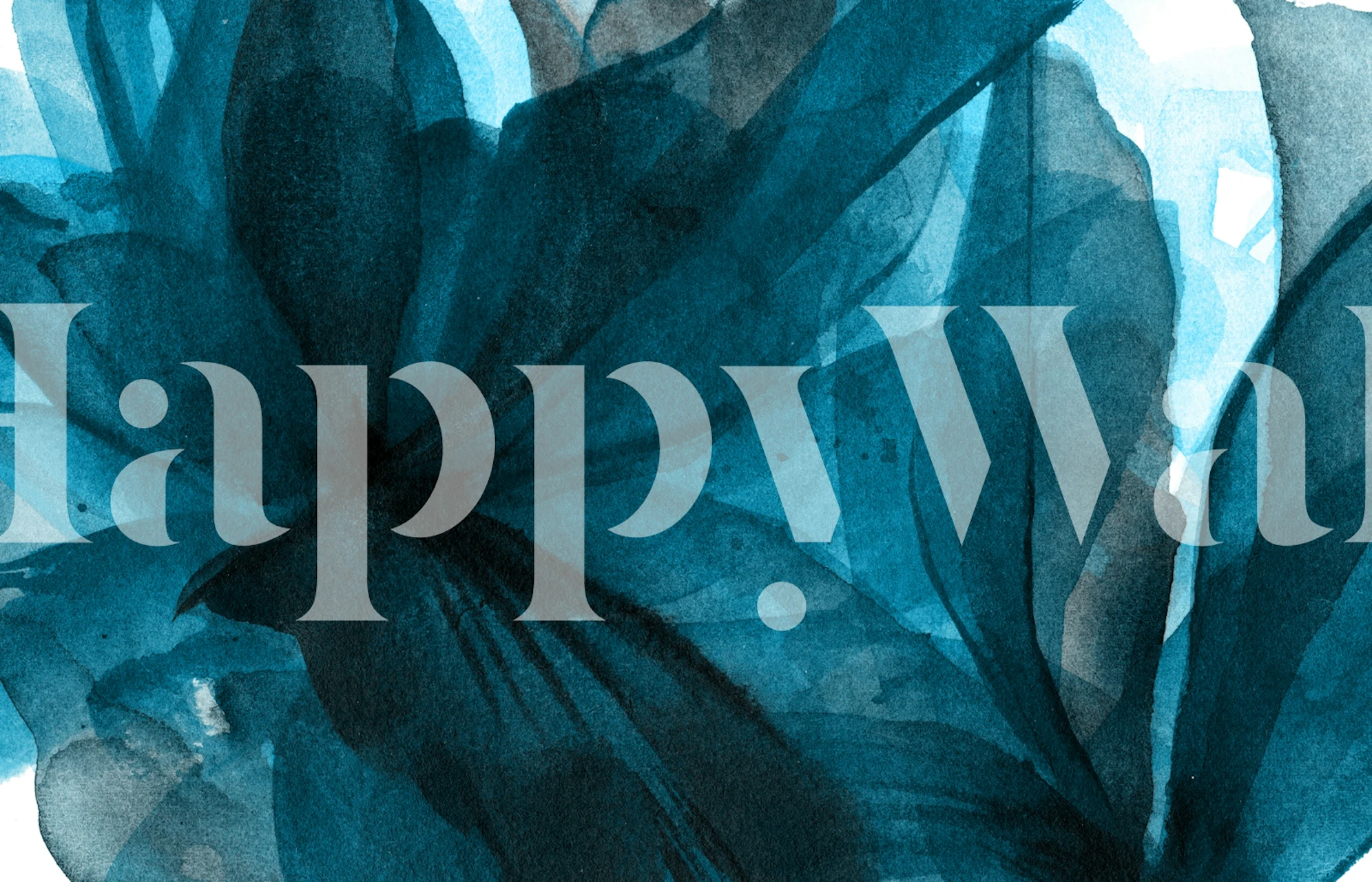 Moody teal petals wallpaper in a room