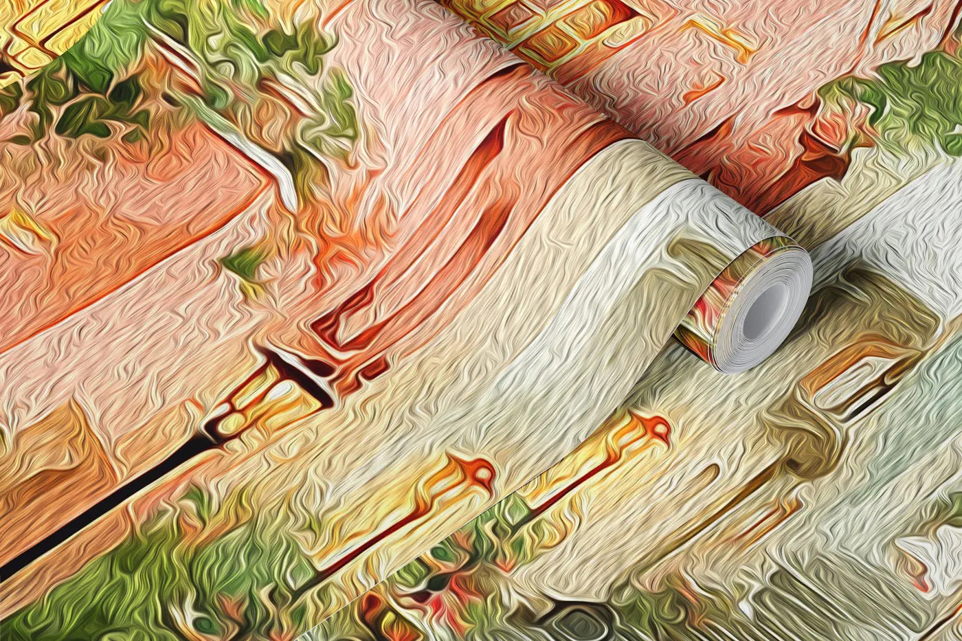 Mediterranean Village Painterly wallpaper roll