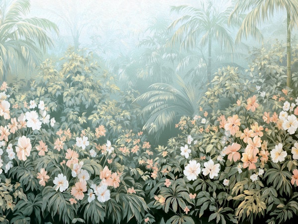 Misty Tropical Garden Painterly