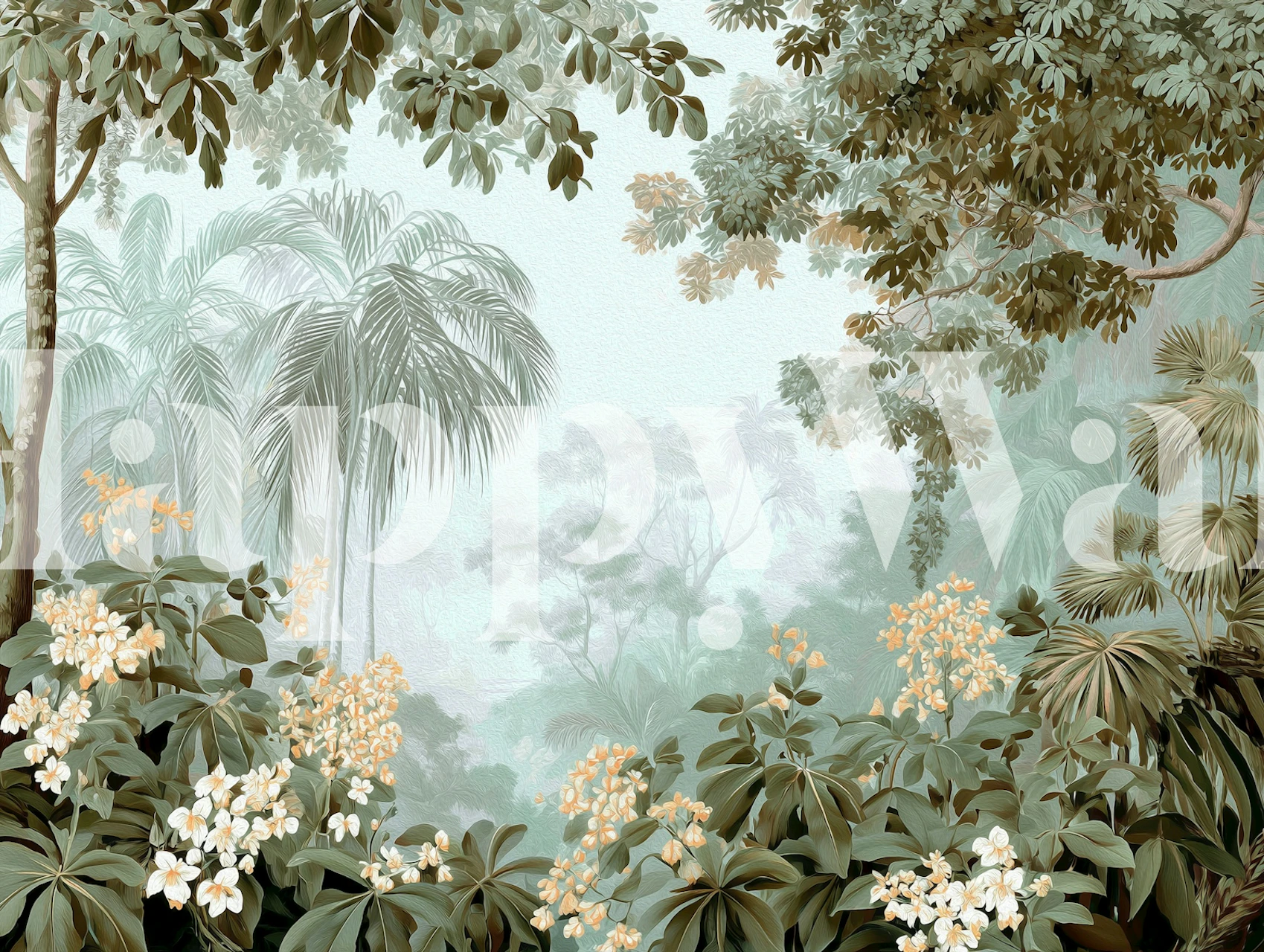 Schilderachtig regenwoud behangontwerp