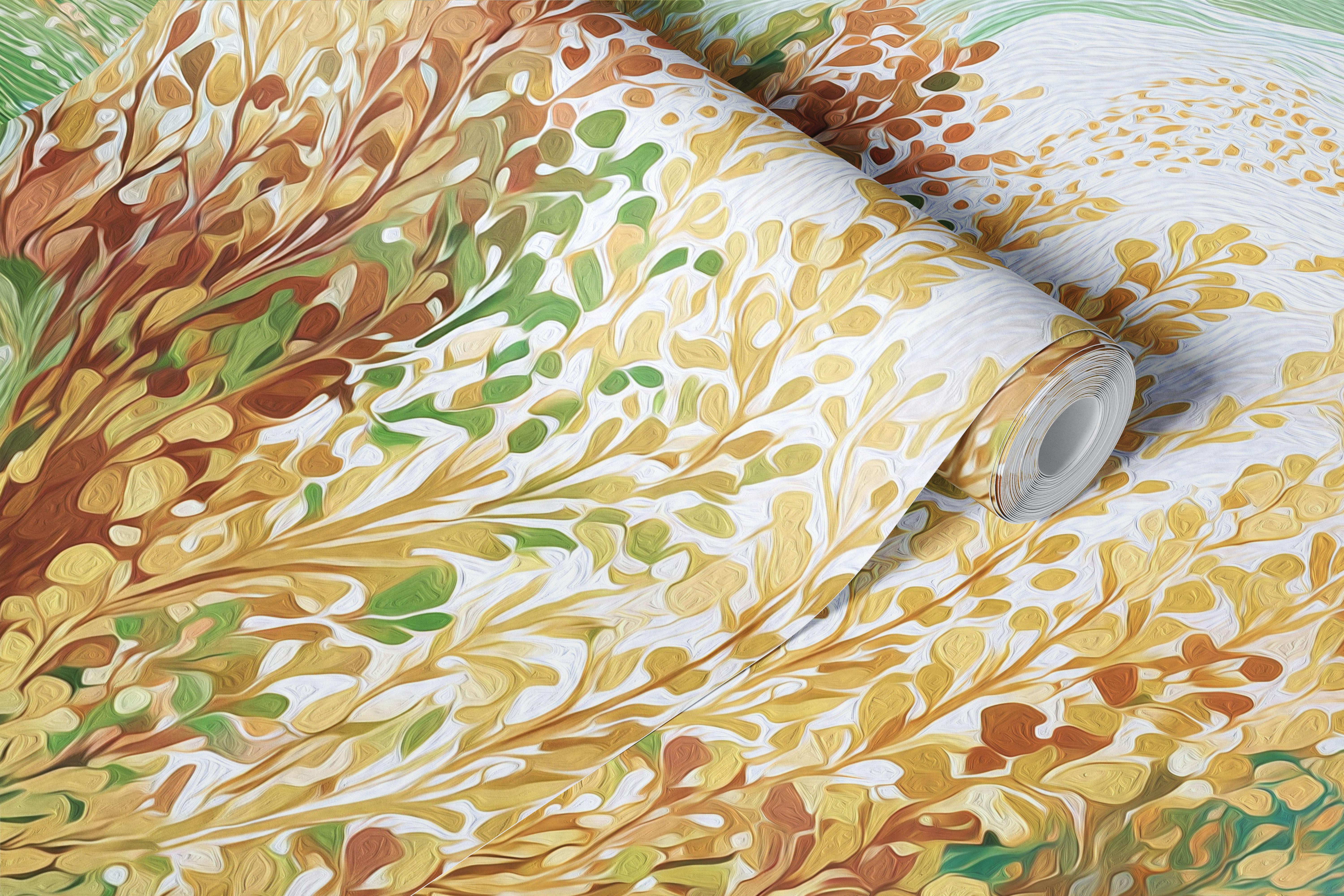 Abstract Green Fluid Landscape wallpaper in a room