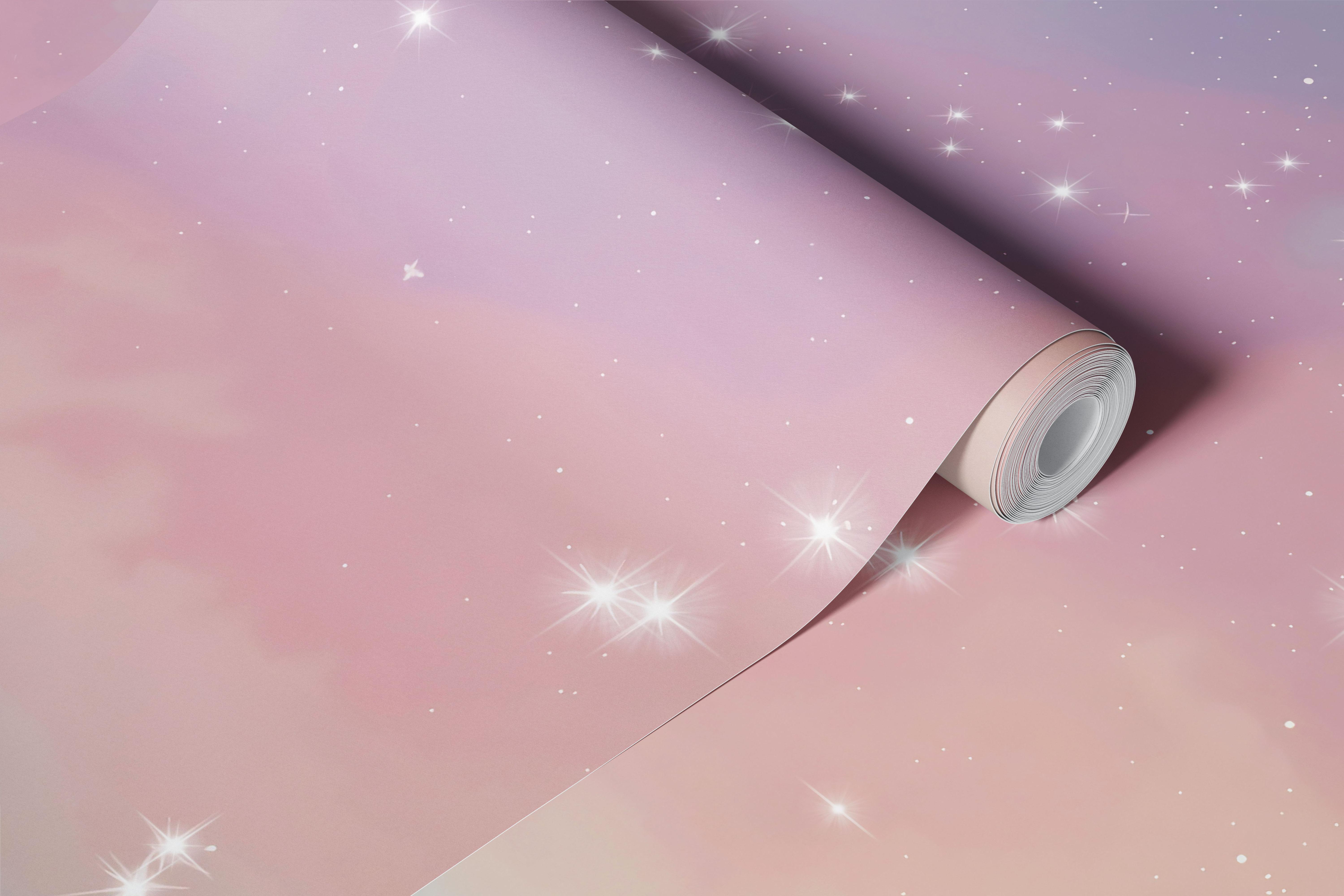Rainbow Pastel Sky Stars Moon Mural wallpaper | Happywall