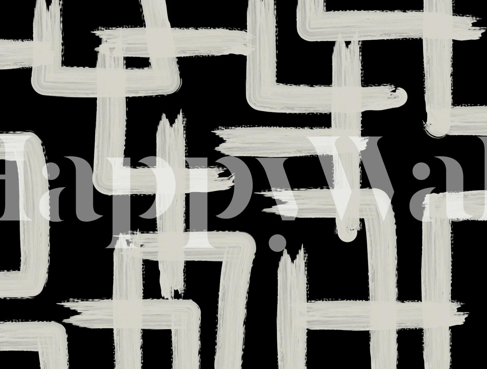 Black and white abstract art wallpaper in a room