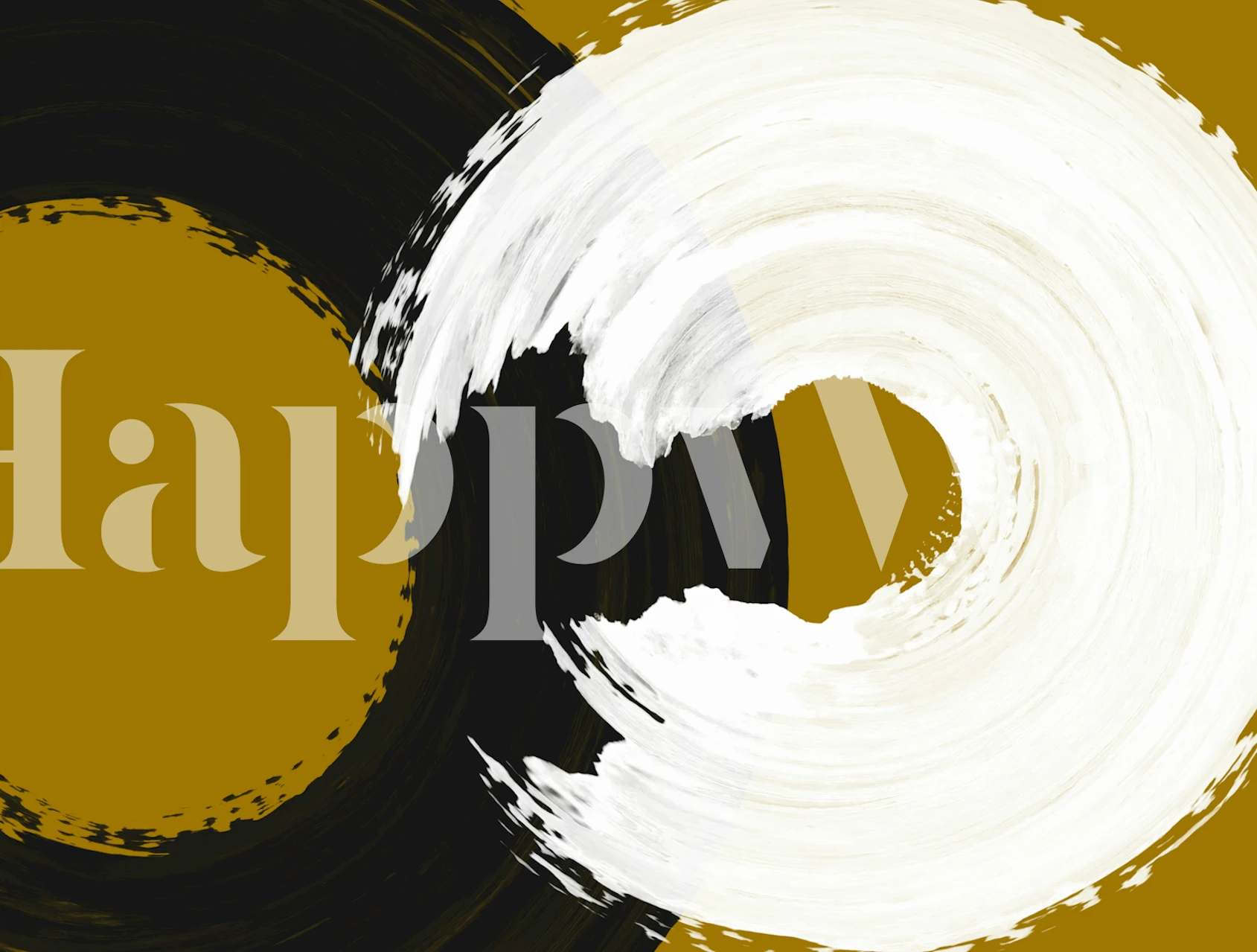 Abstract Yin Yang Brushstroke wallpaper in a room